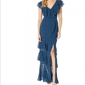 WAYF Navy PLK Dot Maxi Dress XS